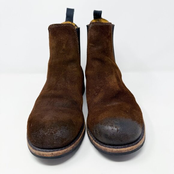 Frye Brown Suede Chelsea Boots Men's US Size 9.5 EUC Pull On Made in USA - Picture 2 of 9